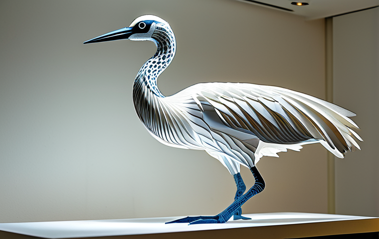 Paper Art Precision**

"Intricate paper art sculpture of a crane, showcasing delicate folds and sharp edges, displayed in a modern art gallery, well-lit, professional photography, perfect anatomy (for the suggestion of the crane), correct proportions, safe for work, appropriate content, fully clothed, modest, family-friendly."

**