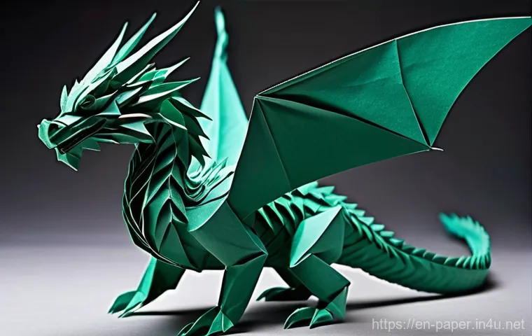 종이공예 디자인 스킬 - **Wet-Folded Origami Dragon Sculpture:**
    "A stunning, realistic wet-folded origami sculpture of ...