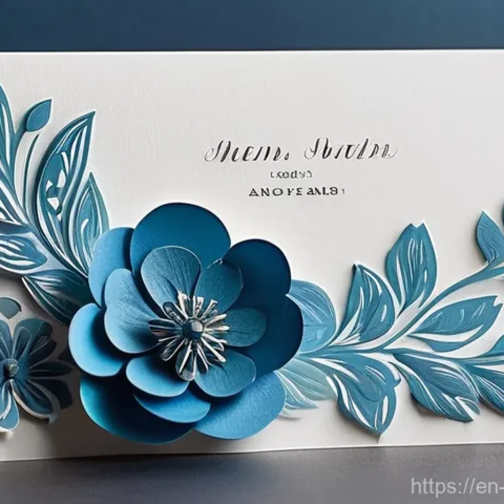 종이 작품을 위한 디자인 팁 - **Prompt:** A meticulously crafted greeting card showcasing a sophisticated monochromatic blue color...