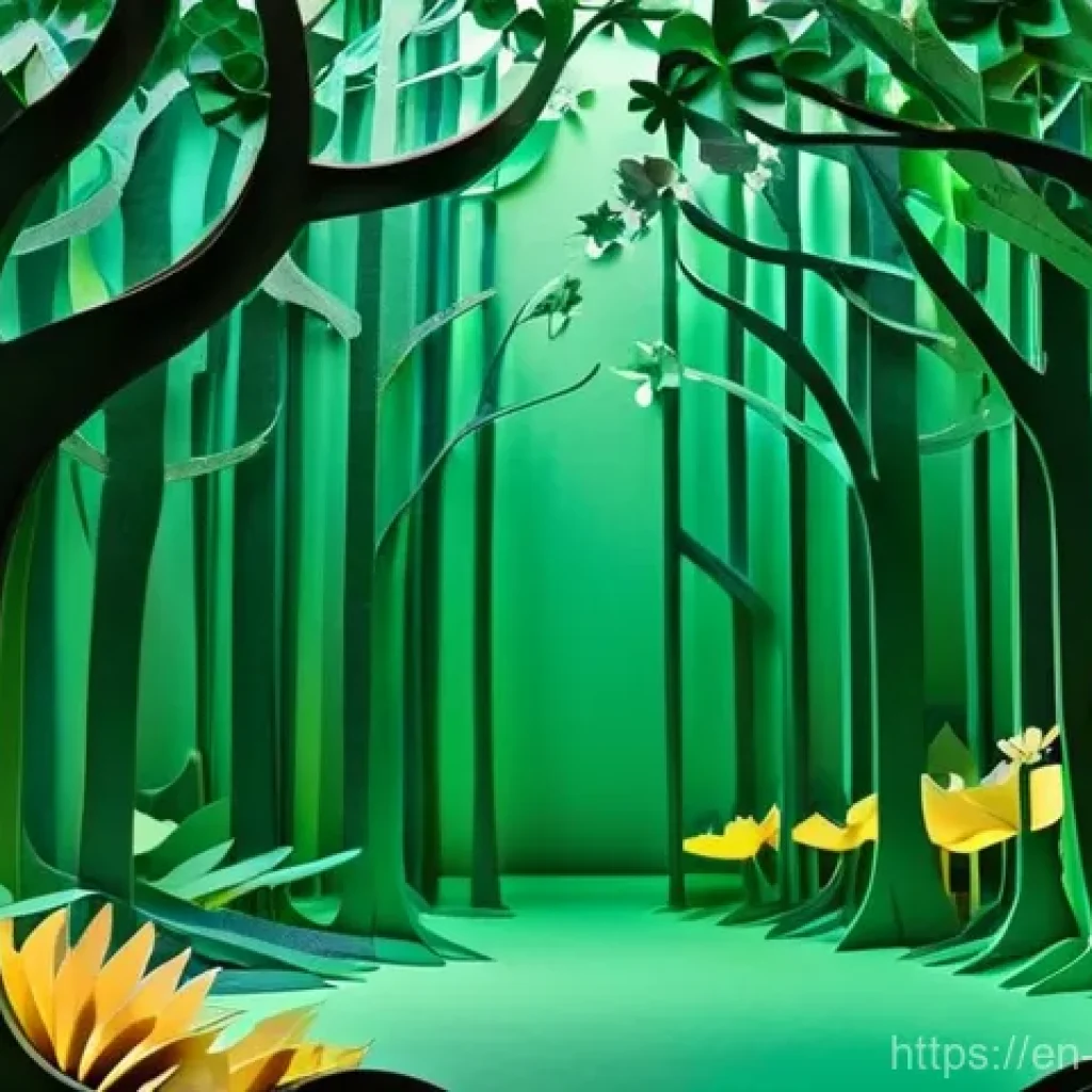종이공예 아티스트 인터뷰 - **Prompt:** An exquisitely detailed paper sculpture depicting a vibrant, fantastical forest scene. T...