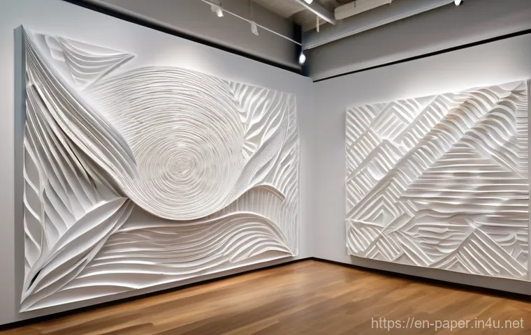 종이공예 예술가 인터뷰 - A close-up, highly detailed photograph of a stunning paper quilling and lacework art piece, presente...