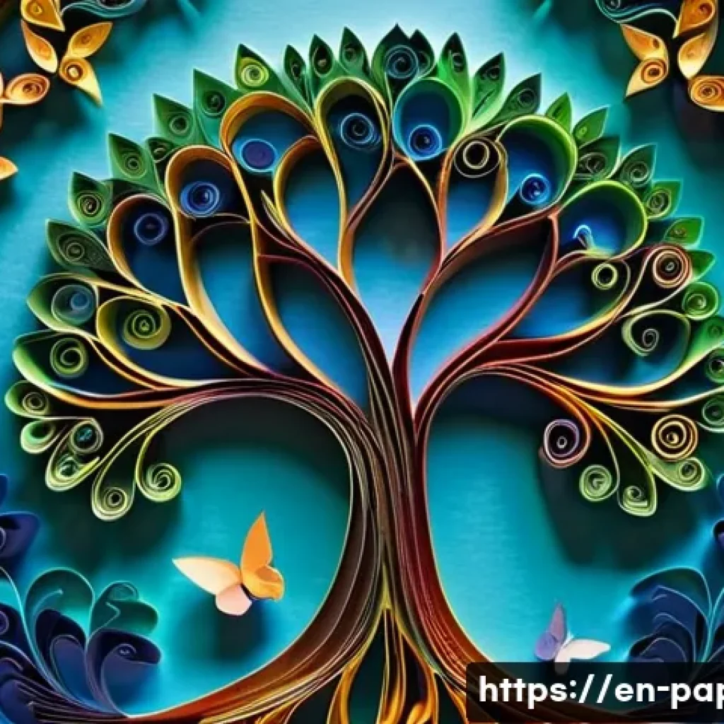 종이공예로 만드는 그림 - **Prompt: "An exquisitely intricate paper quilling and paper cutting artwork depicting a vibrant enc...
