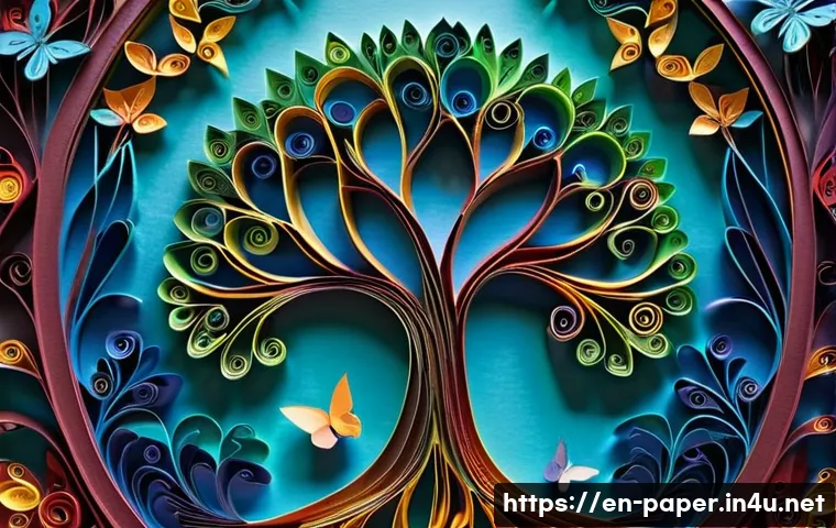 종이공예로 만드는 그림 - **Prompt: "An exquisitely intricate paper quilling and paper cutting artwork depicting a vibrant enc...