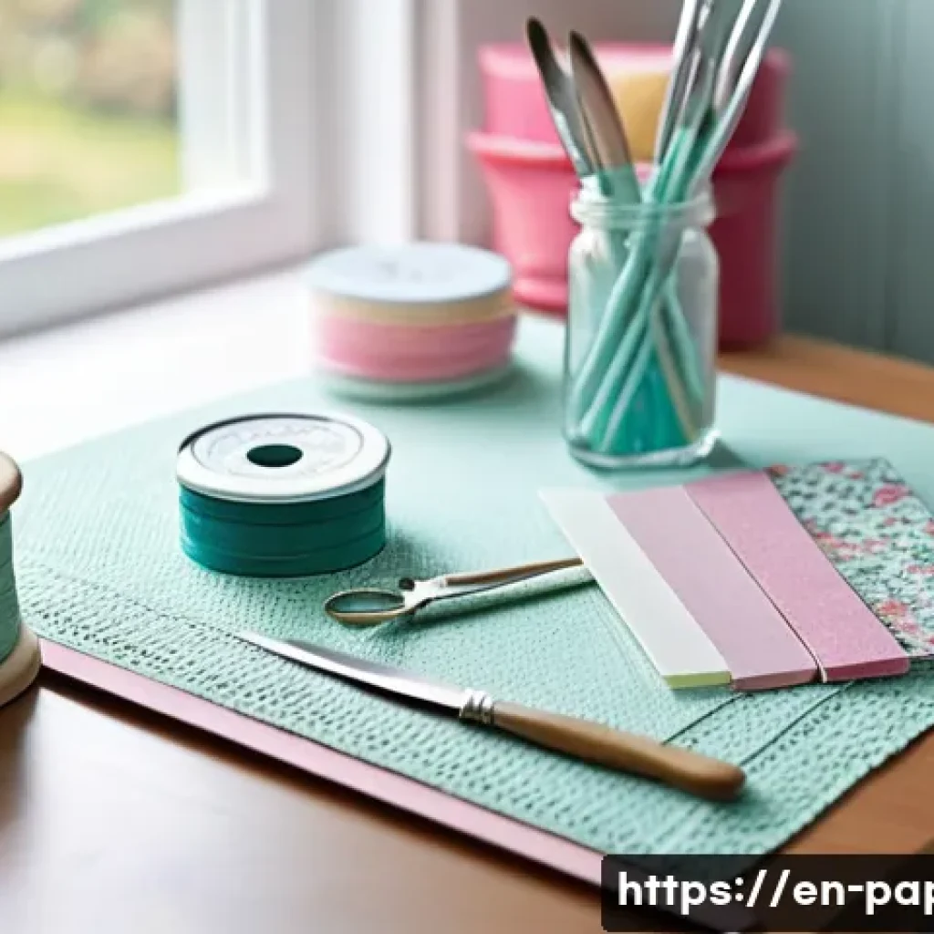 종이 공예 창작 팁 - **Crafting Sanctuary: A Well-Organized Paper Crafter's Desk**
    A brightly lit, clean, and organiz...