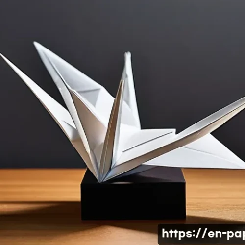 종이 아트 작품 전시 방법 - **Prompt 1: Dramatic Spotlight on Intricate Origami Sculpture**
    "A close-up, eye-level shot of a...