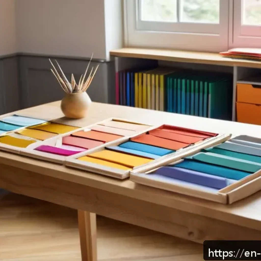 종이공예 관련 유튜브 채널 - A cozy, well-lit craft room featuring a neatly organized workspace with labeled drawers and shelves ...